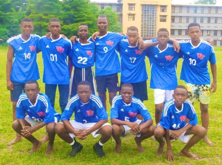wakeforesths's tweet photo. ♥️⚽️💙We were asked if we had any former jerseys we could donate to a school in the Congo that doesn’t have ⚽️ uniforms. @WFSoccerManager packed up jerseys &amp; here they are on the College Boboto soccer team! #StateChamps #cougarpride @WFHSCougars @WCPSS_Athletics https://t.co/Nbl8bFtbnh