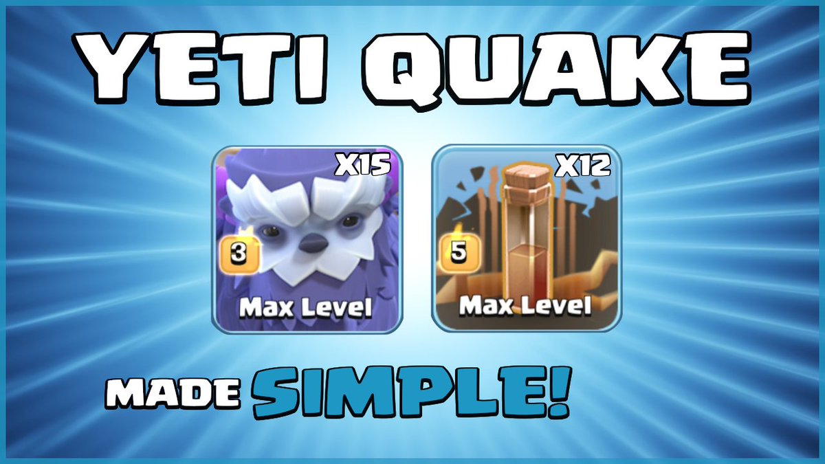 SirMooseGaming's tweet photo. YETI QUAKE: 15 x YETIS & 12 x EQ Spells! Best TH13 Attack Strategy.
Guide & Awesome Replays: https://t.co/ITacJxz1b8
@ClashofClans @HouseofClashers @ClashChamps @ClansLayouts #ClashOfClans #ClashOn #YetiSmash #BestTH13Attack https://t.co/LRMmjKlFug