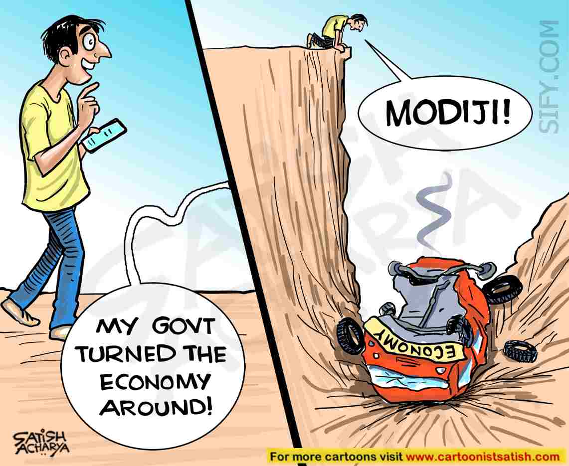 Satish Acharya My Govt Turned Economy Around Says Pm Modi Sifydotcom Cartoon Economy