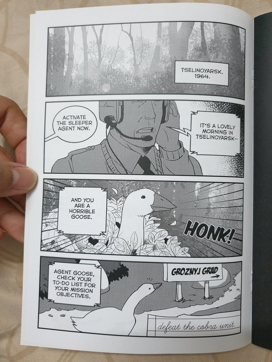 Maxsterism's tweet photo. The last book I'm reading before going to bed tonight is this gem, available at Mousou Garden @ B-F15. It's a great laugh, and I haven't even played a single MGS game before, or Untitled Goose Game for that matter! A steal at RM12!
#ComicFiesta2019 #CF2019 #ComicsofCF2019 https://t.co/2nG1TdMKgN