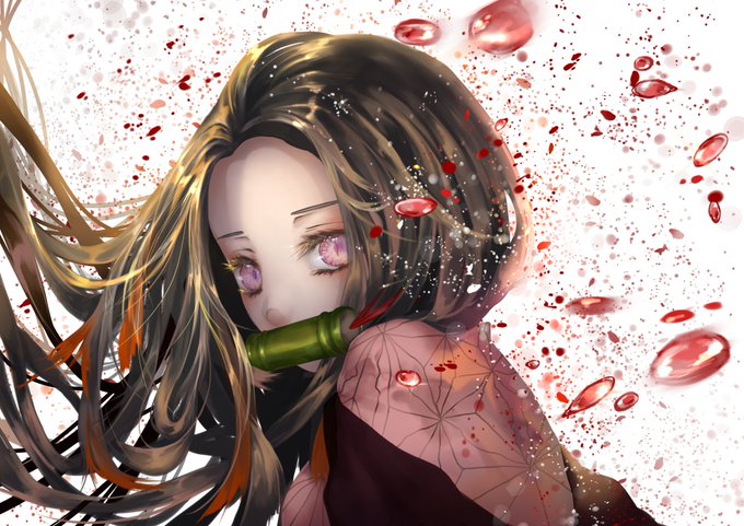 幽靈肋骨Lv156@修行中さんがTwitterに投稿した竈門禰豆子(鬼滅の刃)のイラスト。