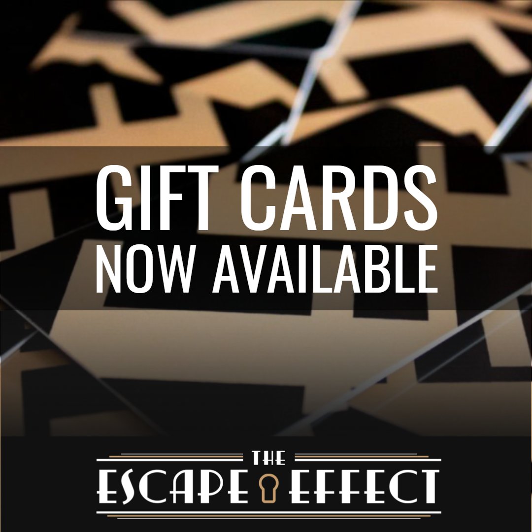 theescapeeffect's tweet photo. Looking for a great last-minute gift? Try our new gift cards. We also have E-gift cards available! #theescapeeffect #giftcards https://t.co/o4F8en0XuB