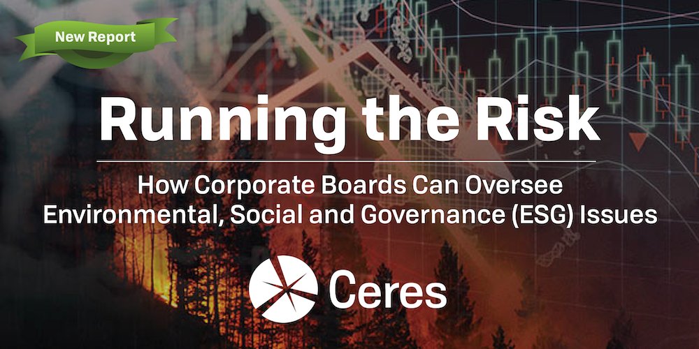 WMBtweets's tweet photo. Impacts of #ClimateChange & other #ESG issues are being felt across every sector of the economy today. @CeresNews report #RunningTheRisk identifies how corporate boards can examine & oversee #ESG risks to lead their companies to long-term success #corpgov https://t.co/odhZoloByl https://t.co/MgsaLGGt3L
