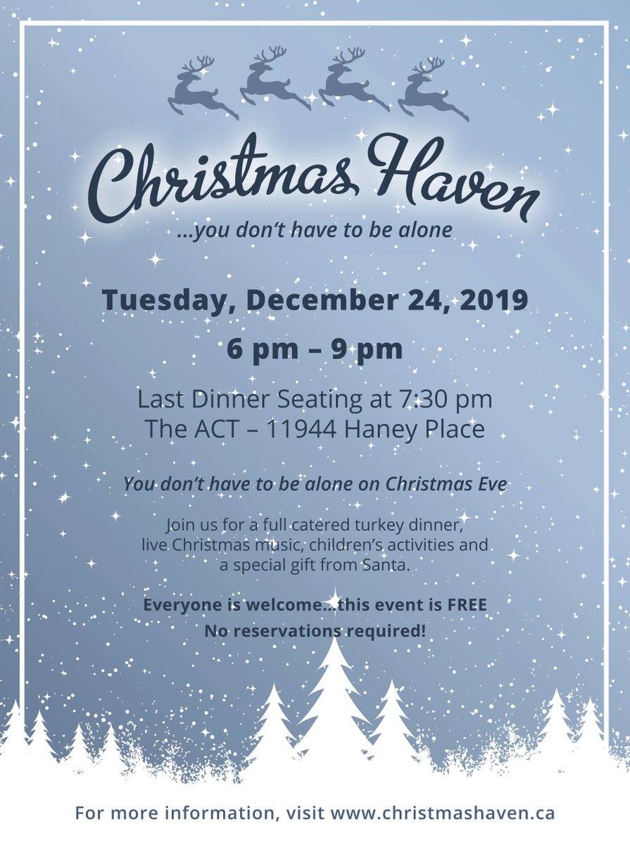 whatsonrm's tweet photo. You don't have to be alone this holiday season! 

#whatsonridgemeadows
#christmashaven
#dec24
#theact
#mapleridge
#freeevents https://t.co/7DBjUO2TVz