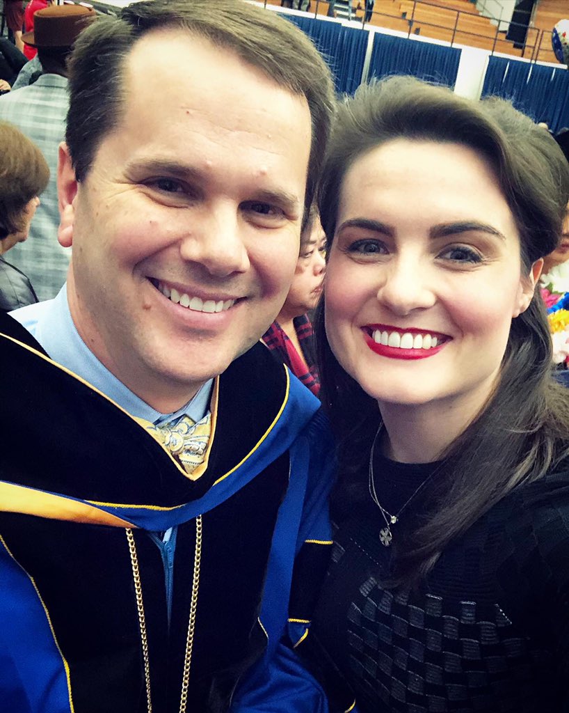 LydiaDDS's tweet photo. One of yesterday’s highlights was watching Sawyer receive his law degree from President Blake Thompson! So proud to see him doing great things at MC! 💙💛 #smallworld #boardlife https://t.co/Bw04NeIGn7