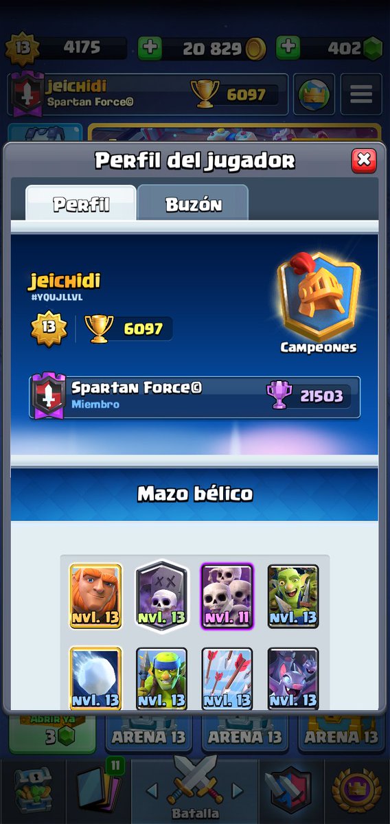 Vendo cuenta de clash royale cambio de nombre a 500 gemas.
Cartas Max: 
Comunes 14
Especiales 18
Epicas 13
Legendarias 4. Hasta las epicas todas las cartas se puede. Subir al max. Interesadoa MD solo personas de chile.