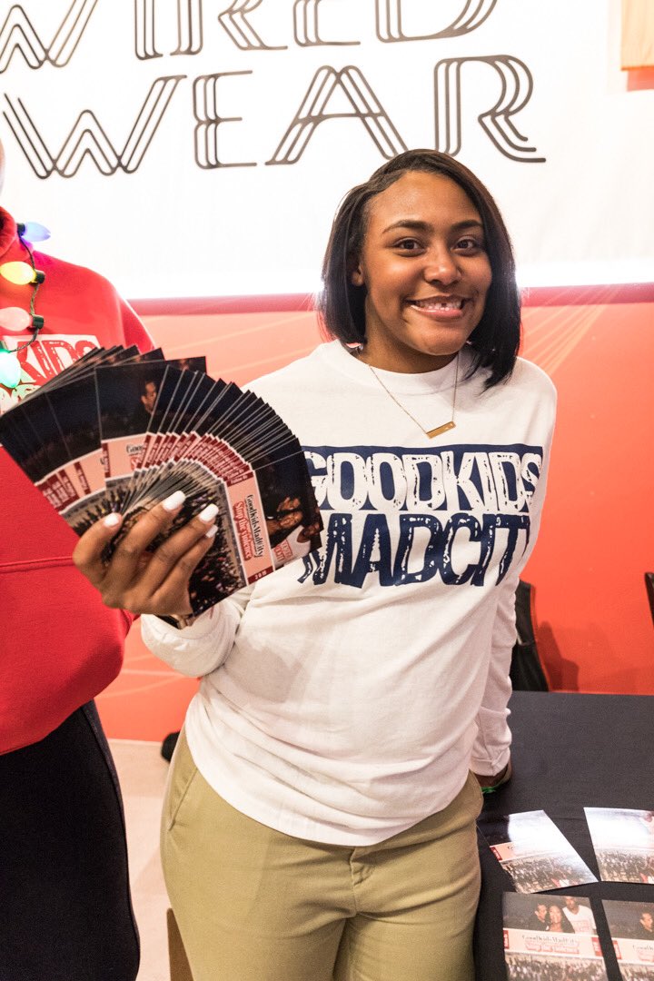 GKMC18's tweet photo. Thanks again to @SocialWorks for such an amazing event! #ANATM was magical &amp; to hear about all the wonderful things you all will be doing for CPS students and towards mental wellness made us so happy! We’re inspired by @chancetherapper &amp; his big heart💯💪🏾
#GoodKidsMadCity https://t.co/rw9JCG3vLQ