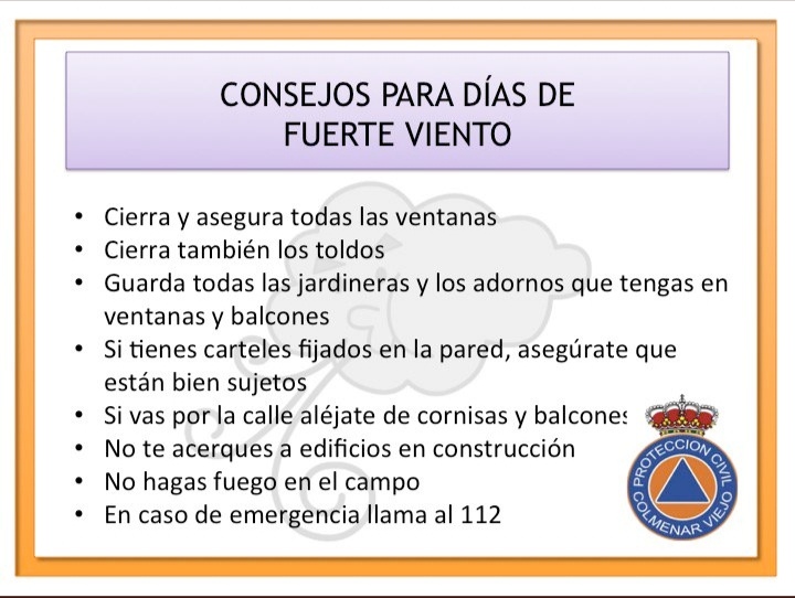 Hoy el fuerte viento cobra protagonismo, y los cuerpos de emergencia no paran de trabajar, así que os dejamos unos consejos para evitar algún disgusto que otro.
Esperemos que pase pronto el temporal... 🌬️🌬️🧣🧤