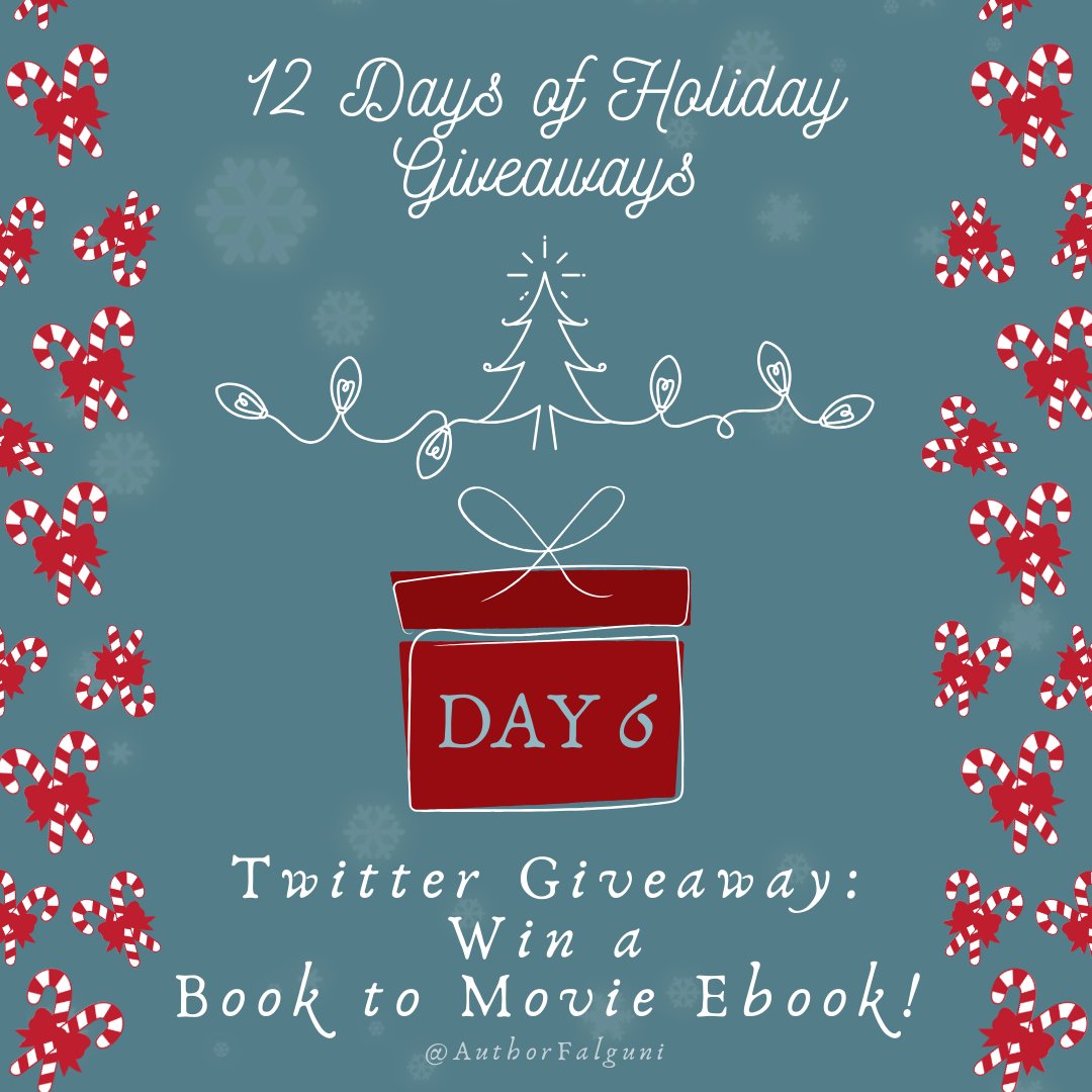 AuthorFalguni's tweet photo. 🎄Holiday Sweepstakes!🎄 Day 6: 
Win a Book to Movie Ebook! 📖🎁 
To enter: FOLLOW, LIKE, RT, COMMENT and TAG 2 BOOKWORMS right here on TWITTER! Open Worldwide! 
You have 24 hours to enter &amp; make sure to check my FB page tomorrow for the next giveaway! Good luck! ❄ https://t.co/knhlRH4fSu