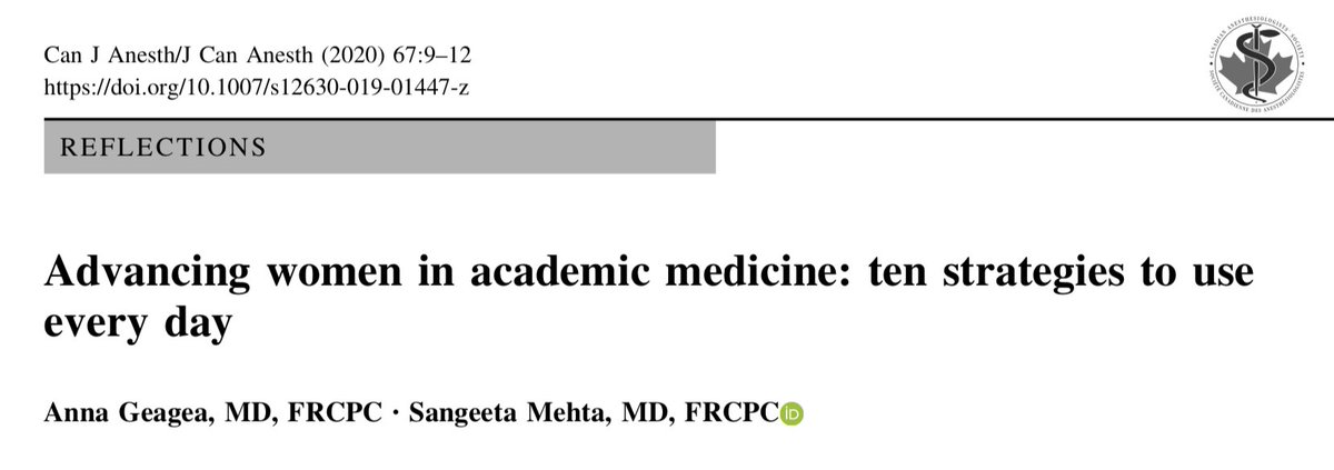 DeepaKattail's tweet image. Advancing women 👩🏽‍⚕️in academic medicine: ten strategies to use every day link.springer.com/content/pdf/10… @womenMDinanesth @WomenSurgeons @CJA_Journal #WomenInMedicine