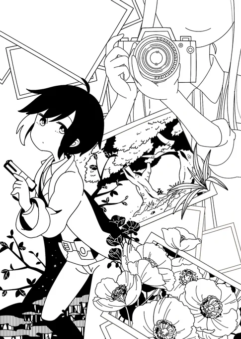 線画のみ。2015年に描いたものだったけど、線丁寧に描いててえらい…。このタッチも好きだったからまた原点回帰的な絵も描きたいな。 