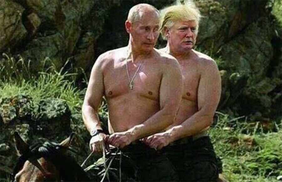 FakemeNews's tweet photo. Donald Trump y Vladimir Putin se reúnen en secreto en Tobolsk, Siberia, para tomar medidas urgentes para combatir el calentamiento global del planeta #CalentamientoGlobal https://t.co/N0msZAYWIu