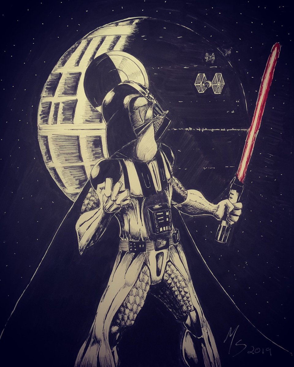 Schrantism's tweet photo. Probably the complete picture I’ve ever drawn #DarthVader #art #drawing #ink #StarWars https://t.co/EvhJgj17AO