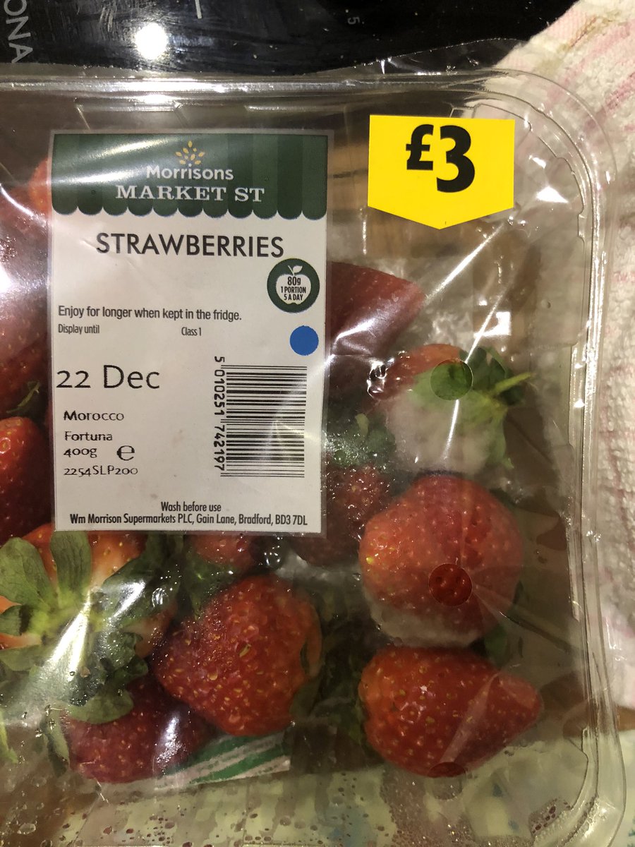TheNuthatchNest's tweet photo. Not happy at all with the state of these strawberries from @Morrisons Bought for a dessert for a family party tonight only to have the last minute stress of going to buy more because they’re furrier than a polar bear despite their being a whole day left on the display date. 😡. https://t.co/mThp8CWPJ9