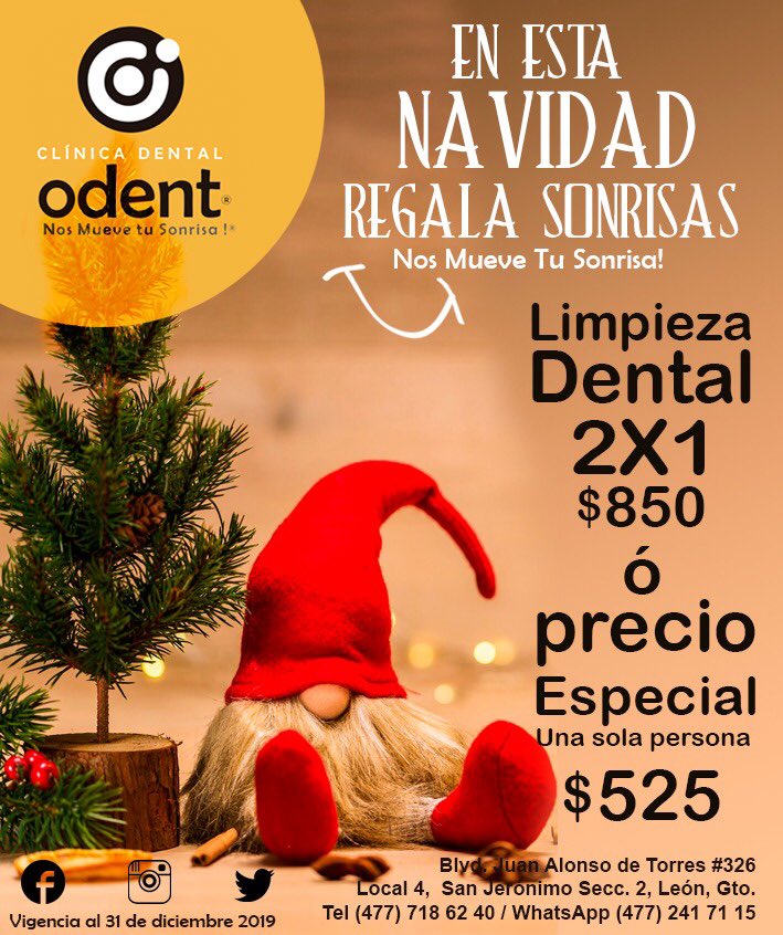 Odentmexico's tweet photo. Esta Navidad Regala Sonrisas, promoción especial. #odent #nosmuevetusonrisa https://t.co/iTsLf5bbVE