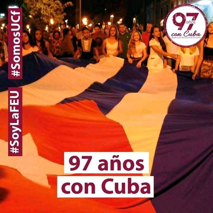 BanzoDamian's tweet photo. @DiazCanelB Con mucha alegría e intensidad se conmemoró en toda #Cuba el aniversario #97FEU, felicitar a la organización y a nuestros jóvenes, siempre a la vanguardia de la Revolución, por haber estado tanto tiempo formando a las nuevas generaciones aseguro que son continuidad, #ConCuba. https://t.co/xuEpQz4HEO
