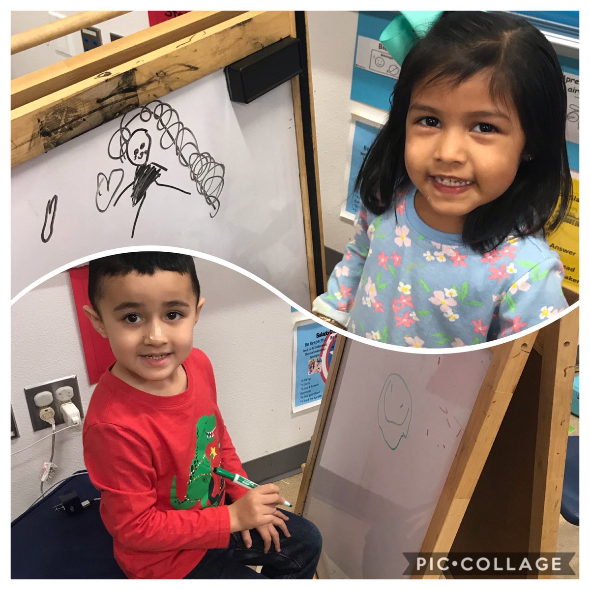 ElsaLevrie's tweet photo. Happy preschoolers love to draw happy faces, happy people and hearts! #SaladoPatriots#ECProud https://t.co/nsoBuFNSnM