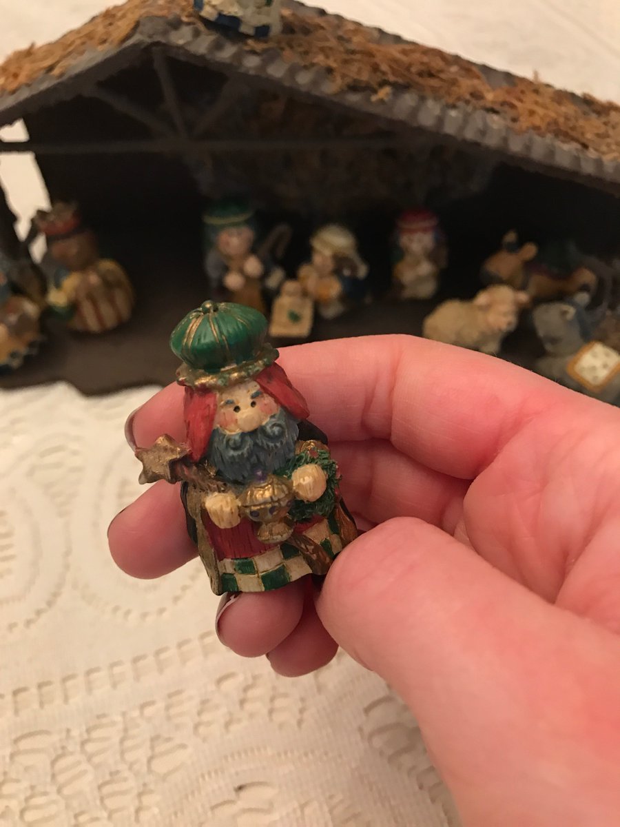 kcarr137's tweet photo. when I was 3/4/5, i used to play with this nativity set like it was a set of dolls(???) and every year this mf “wise man” kidnapped jesus...aka even as a kid I didn’t trust the system and any dude who refers to themselves as a “wise man” is SHADY you can tell he’s up to no good https://t.co/p3CcOuhk9t