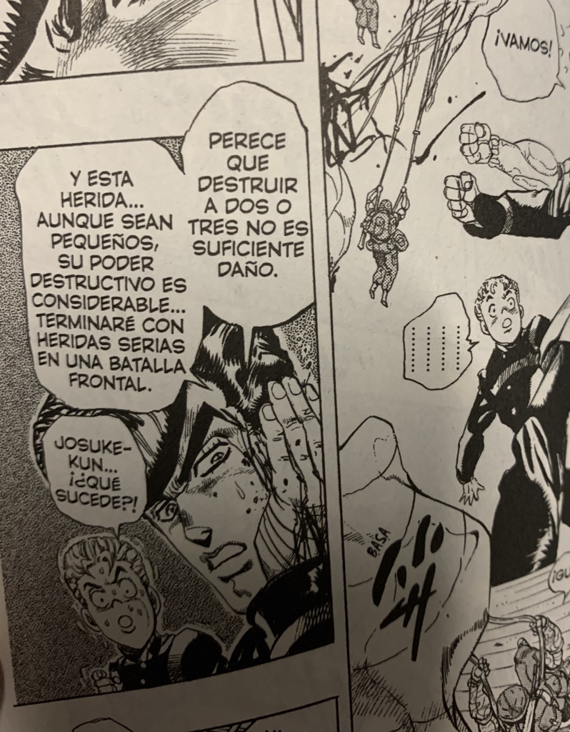 hunternszero's tweet photo. . @ErrorComicMx @PaniniMangaMx Ya tenía rato que no encontraba errores… JoJo’s B.A. Diamond is Unbreakable Vol. 1 P.60 le falta una T. P.261 y 263 Debería de decir Parece. (Se pone a posar) https://t.co/c6jODmcdP9