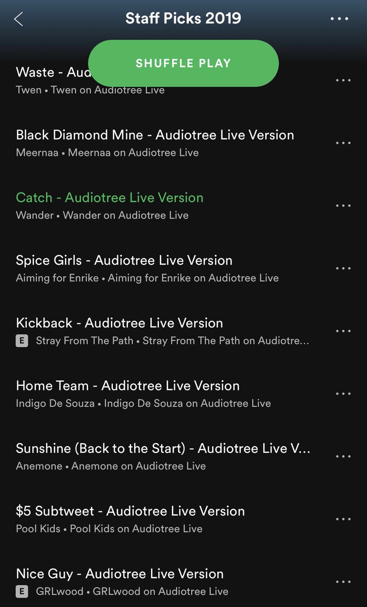 Big shoutout to <a href="/audiotreemusic/">Audiotree</a> for including us in their Staff Picks of 2019 playlist. So honored!

There are so many talented acts on this list. Please give it a listen: 
open.spotify.com/playlist/2yqDz…
