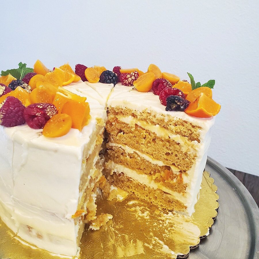 Introducing one of our cakes of the weekend: Almond-Orange Spice Cake with Cream Cheese Frosting