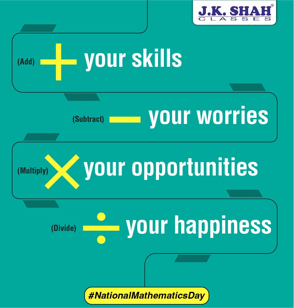 jkshah_classes's tweet photo. “National Mathematics Day” is celebrated to commemorate the birth anniversary of Srinivasa Ramanujan, an Indian mathematician who made significant contributions in the field of mathematics.  With JKSC, be the ace number cruncher to excel in your CA career #NationalMathematicsDay https://t.co/NeateInSqr