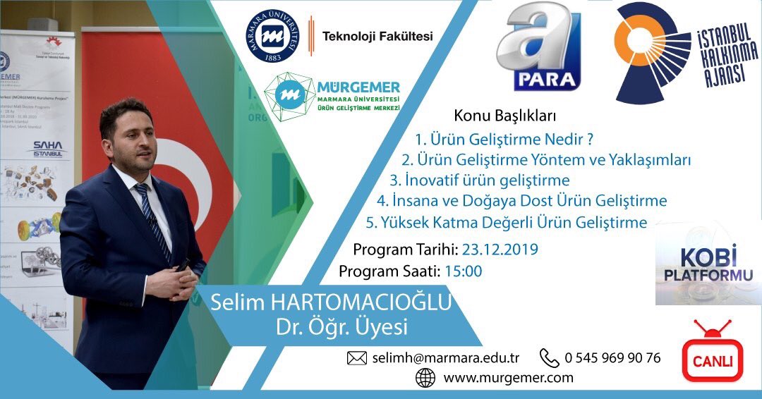 MÜRGEMER (@murgemer) on Twitter photo 23 Aralık Pazartesi günü A Para TV'de canlı yayınlanan KOBİ PLATFORMU programında proje yürütücümüz açıklamalarda bulunacak.
@marmaraunv <a href="/istkaorgtr/">İSTKA</a> <a href="/teknopark_ist/">Teknopark İstanbul</a> <a href="/TCSanayi/">Sanayi ve Teknoloji Bakanlığı</a> <a href="/sahaistanbul/">SAHA İSTANBUL</a> <a href="/apara_tv/">A Para</a> 23 Aralık Pazartesi günü A Para TV'de canlı yayınlanan KOBİ PLATFORMU programında proje yürütücümüz açıklamalarda bulunacak.
@marmaraunv <a href="/istkaorgtr/">İSTKA</a> <a href="/teknopark_ist/">Teknopark İstanbul</a> <a href="/TCSanayi/">Sanayi ve Teknoloji Bakanlığı</a> <a href="/sahaistanbul/">SAHA İSTANBUL</a> <a href="/apara_tv/">A Para</a>