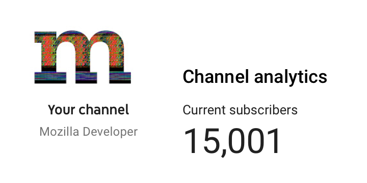 Mozilla Developer YouTube Channel, current subscribers: 15,001