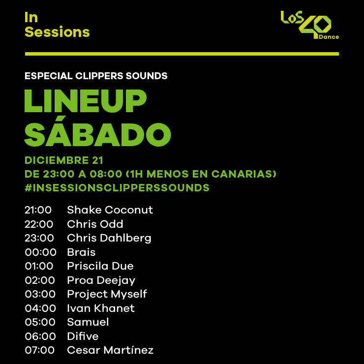 Los40Dance's tweet image. #LOS40DanceInSessions w/ @Arturograo1 😎🎙 Especial @ClippersSounds

@ShakeCoconutDjs
@DJ_Chris_Odd
@chris__dahlberg
#BRAIS
#PriscilaDue
@ProaDeejay
@ProjectMyself
@ivanKhanet
#Samuel
@DifiveOfficial
#CésarMartínez

#LOS40DanceInSessionsClippersSounds
👉 play.los40.com/programa/los40…