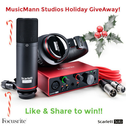 MusicMannStudio's tweet photo. MusicMann Studios Holiday Recording Bundle Giveaway!
Like, retweet, and follow for a chance to win this Focusrite Scarlett Solo Studio 2x2 USB Audio Interface with Microphone & Headphones (3rd Generation)!
Contest ends Dec 25th, 2019. #Focusrite #recordingbundle https://t.co/dZoZ36jJzj