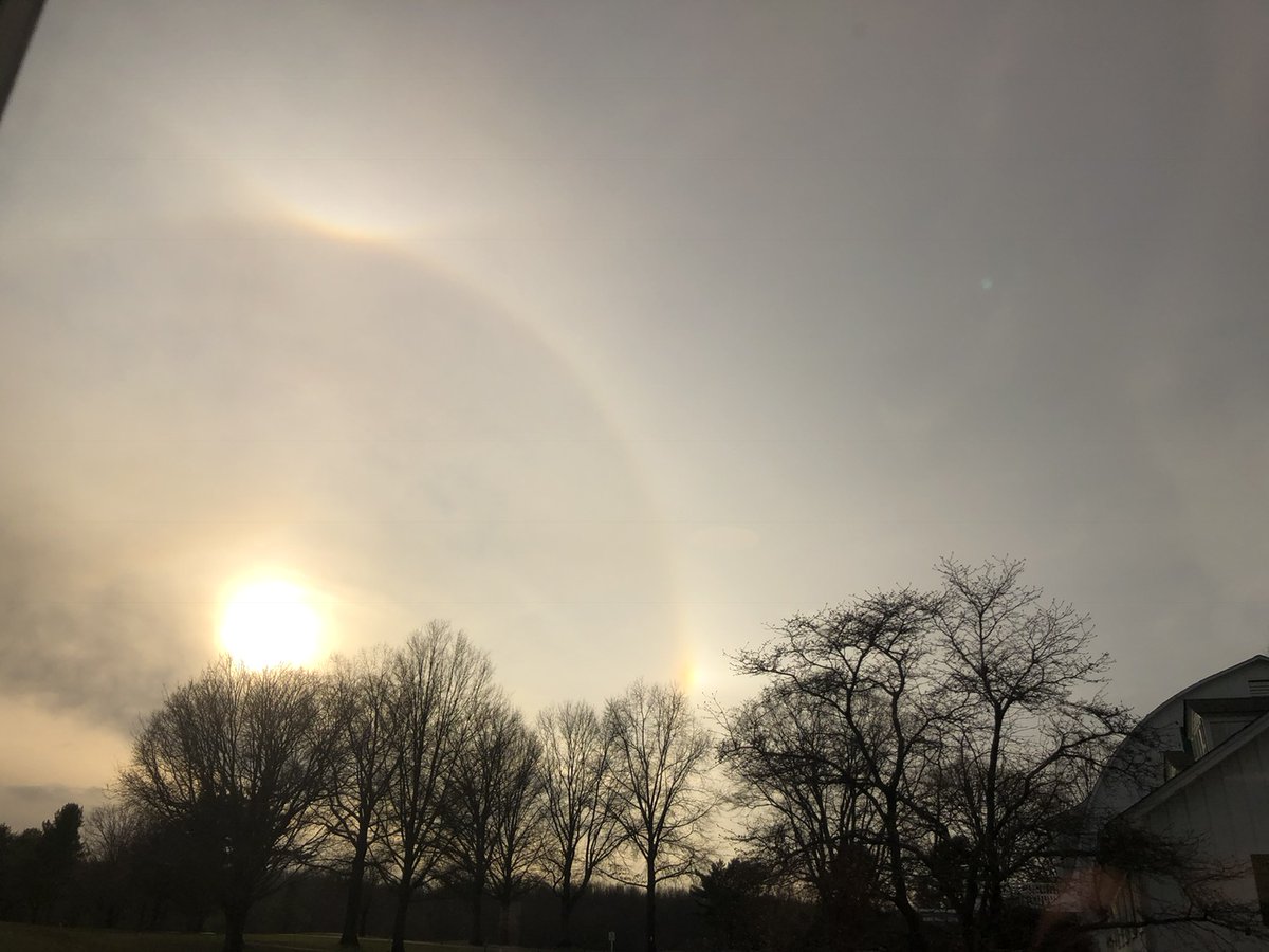 CbrightSnowcat's tweet photo. Beautiful sundog (I believe) over #hominyhill. Does this mean snow coming @NWS_MountHolly https://t.co/rgO0GjTbsc