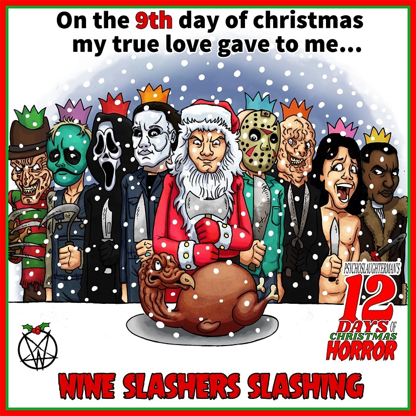 WillAndPsycho's tweet photo. 9th day of #12DaysofChristmasHorror. So many Slashers to choose from #12daysofchristmas #nightmarebeforechristmas #fridaythe13th #nightmareonelmst #halloween #scream #sleepawaycamp #candyman #behindthemask #theburning #silentnight #silentnightdeadlynight https://t.co/JF81eQbF5s