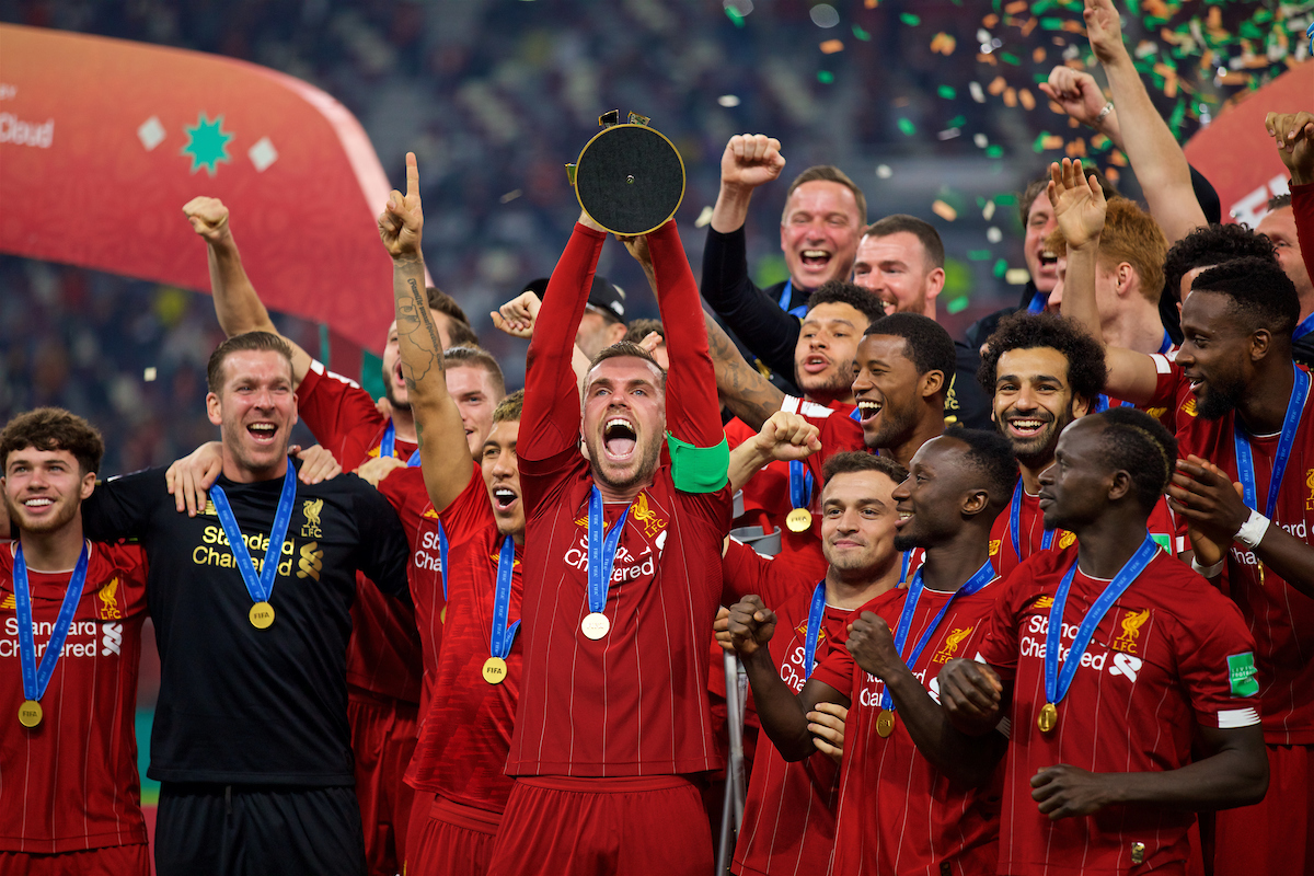 TheAnfieldWrap's tweet photo. 🏆 European Cup 
🏆 Super Cup
🏆 Club World Cup 

The first team in English football history to complete the Continental Treble 👏 https://t.co/xwDrvAHKsf