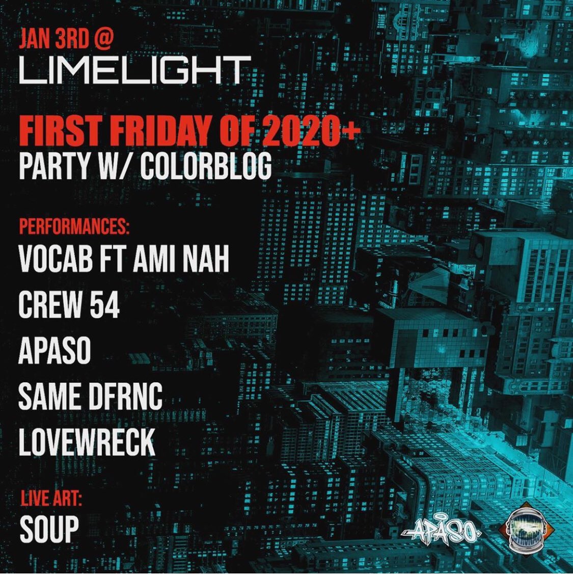 SherrilMetalGSM's tweet image. #FirstFriday 2020 San Antonio!! VOCAB x @crew54 x @apasotherowdy x @lovewreckx x SameDFRNC x @soup133 all live at @TheLimelightSA