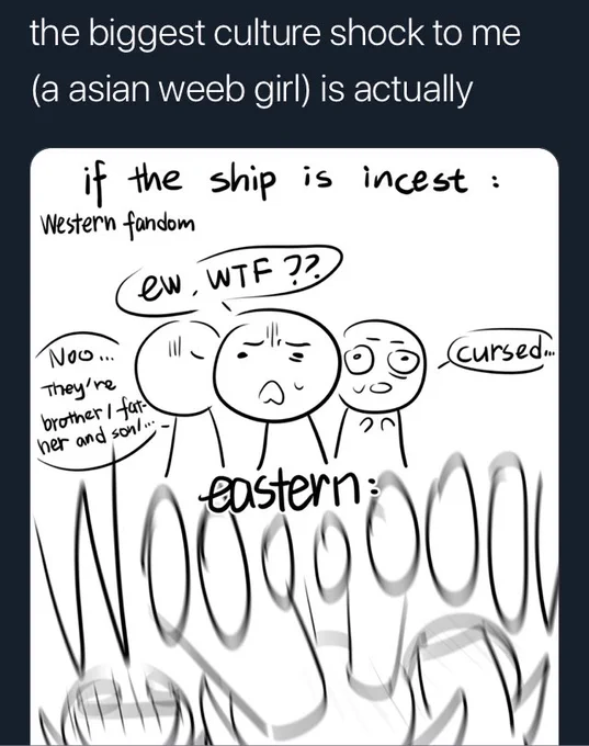 I'm sorry. I messed up. The context of this screenshot is me getting angry at pro-pedo/incest shippers that try to say it's "accepted" in their culture to like this content, specifically someone saying the eastern hemisphere accepts it BUT the way I said it was inexcusable (1/?) 