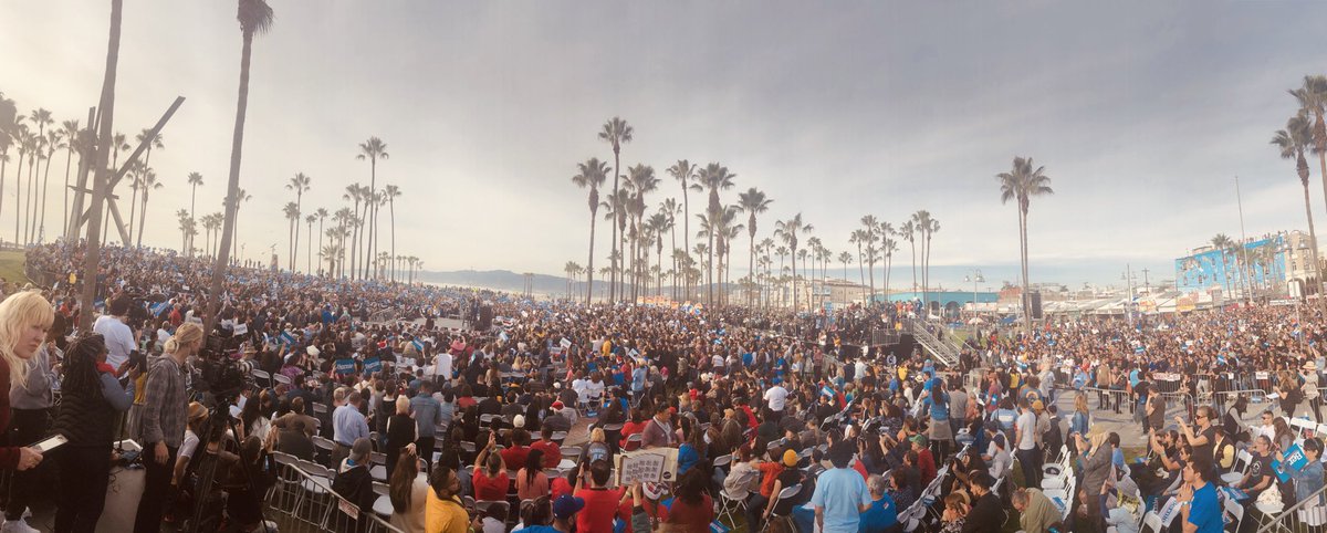 mcbyrne's tweet photo. “We don’t go to rich peoples wine caves” @BernieSanders speaking in Venice. https://t.co/AC5y3zl9HY