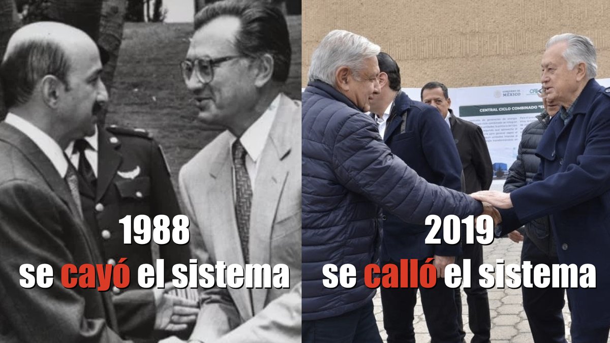 AmadoAvendanoMX's tweet photo. 1988: Se CAYÓ el sistema
2019: Se CALLÓ el sistema
#Bartlett #BartlettBienesRaices https://t.co/2o6ThsOQ2i