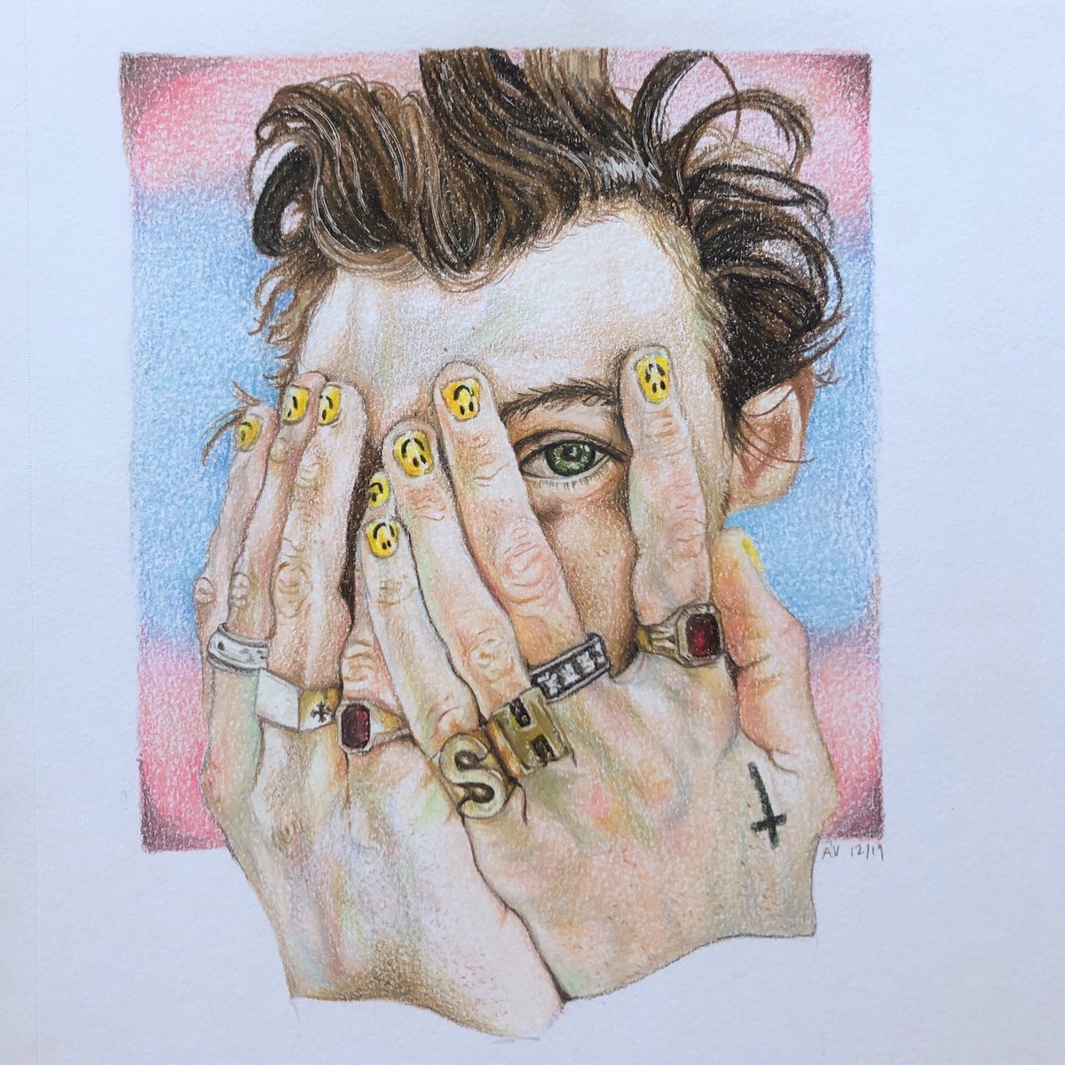 In honor of Harry Styles finally being recognized everywhere as the kindest human &amp; his album drop I drew him <a href="/Harry_Styles/">Harry Styles.</a>