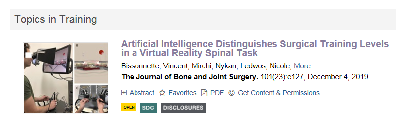 RFDelMaestro's tweet photo. @AI_SimCentre congratulates Vincent Bissonnette for receiving his MSc from the Department of Experimental Surgery for a thesis entitled: ARTIFICIAL INTELLIGENCE DISTINGUISHES SURGICAL TRAINING LEVELS IN A VIRTUAL REALITY SPINAL TASK. Check out the paper. https://t.co/9CypGXhQnn