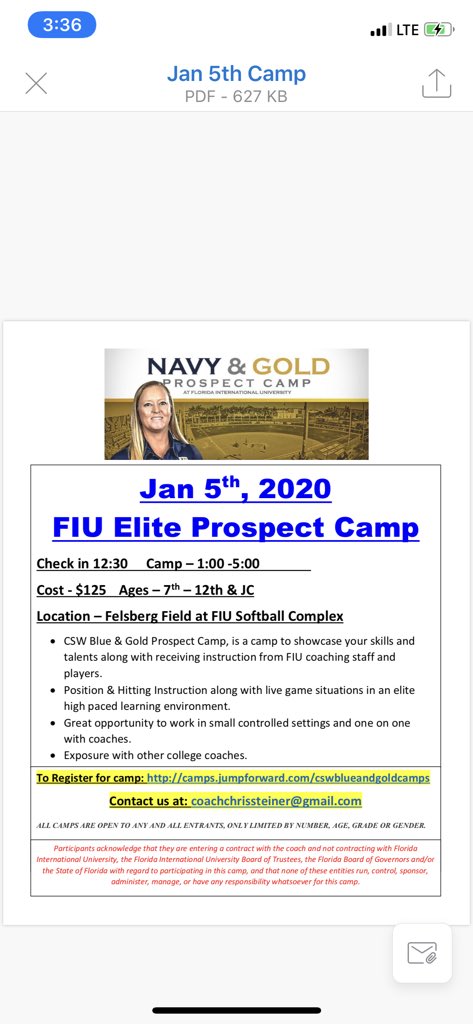 ChrisSteiner20's tweet photo. Start your new year off right!! The FIU Elite Prospect Camp is Jan 5th &amp; you don’t want to miss out this opportunity 🐆🐾🥎 You can keep up with the latest FIU Softball information &amp; register for our camps at https://t.co/p1dZqgjnZz or https://t.co/vE5BRPLnol… https://t.co/JMy1itHPGZ