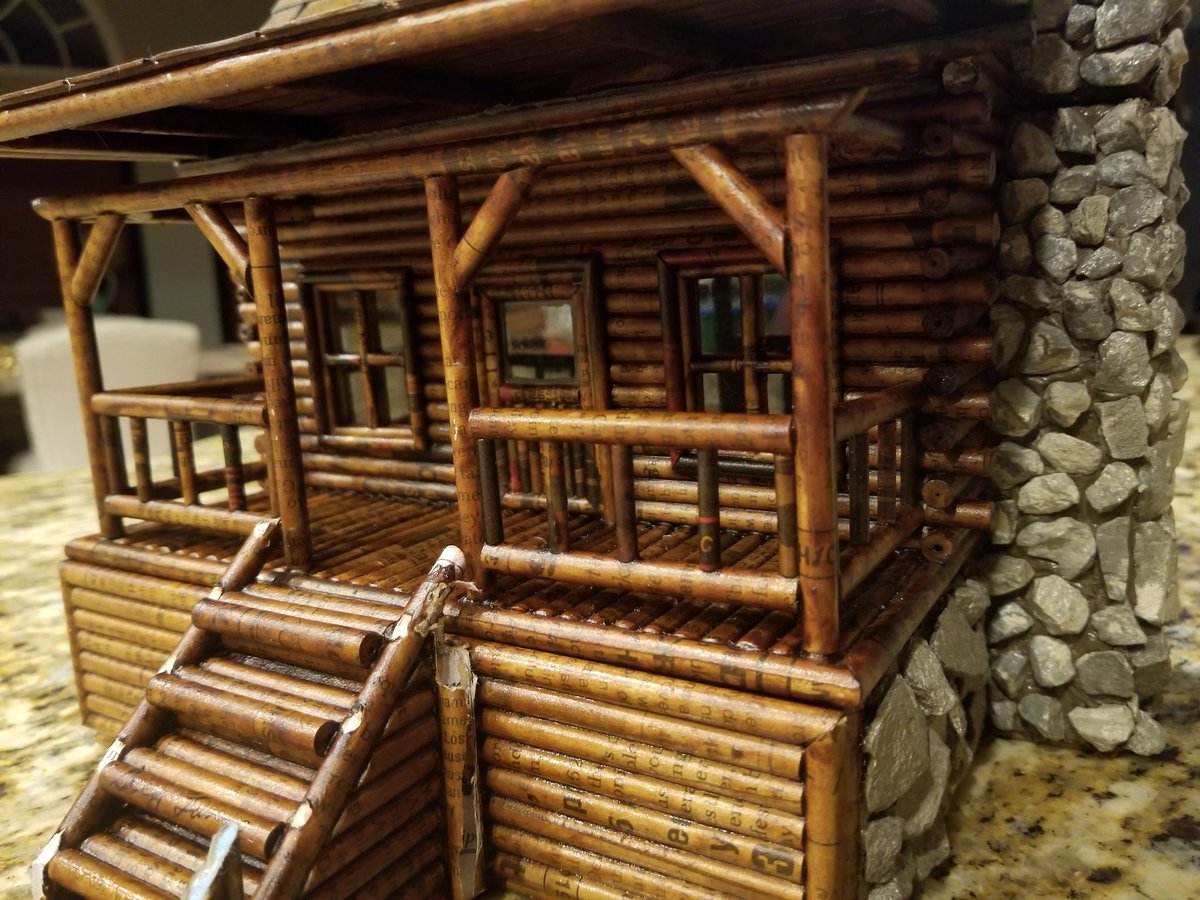 rabiasquared's tweet photo. Today I received these exquisitely hand made gifts from Greg Lance, the innocent defendant from our most recent @Undisclosedpod season. He made this tiny perfect log cabin and momento box using tightly rolled newspaper dipped in coffee mixed with glue. My heart runneth over. https://t.co/oyllSzJoWu