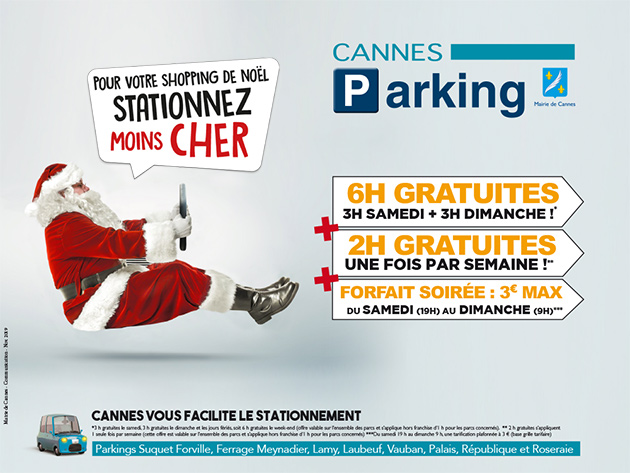 villecannes's tweet photo. 🅿 [BON PLAN]

🚘 En ce dernier dimanche avant #Noël, faites vos achats sereinement en profitant de 3h gratuites dans nos #CannesParking: #Palais, #Suquet #Forville, #Laubeuf, #Ferrage #Meynadier, #Vauban, #République, #Lamy et #Roseraie.

➡ https://t.co/mg7fVkuun6

#NoëlÀCannes https://t.co/2GER9JmwFA