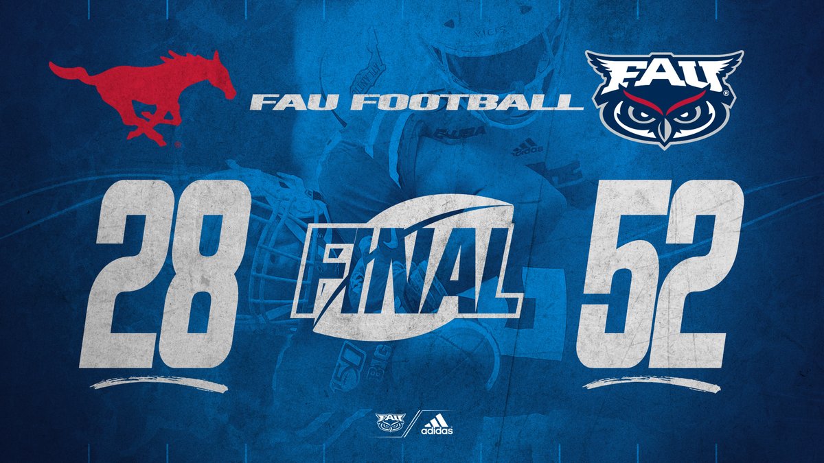 OWLS WIN!! FAU improves to 4-0 all-time in bowls with a 52-28 victory over SMU.  FAU is just the second C-USA team to win 11 games twice in three seasons (WKU, 15-16). 

#BowlingInParadise  🦉🌴