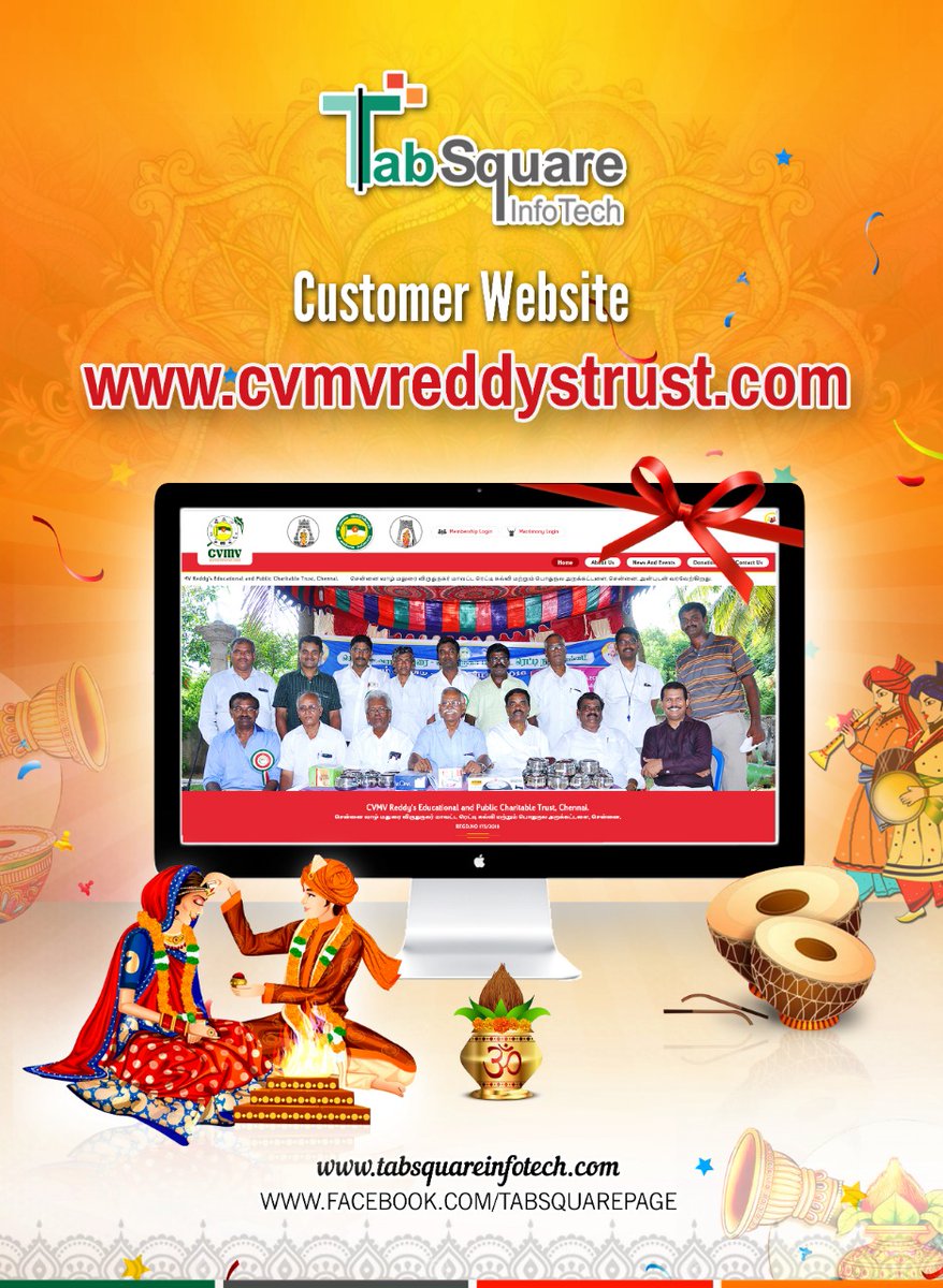 TabSquarePage's tweet photo. Customer Website Launch!!
https://t.co/GYerMI5miM
A fully digitalised website with admin panel for the CVMV Reddy's Trust to control their members, matrimonies, activities, news, etc with ease.
All the best for CVMV Team!
#cvmvreddystrust #TSIT #TabSquareInfoTech #CustomerWebsite https://t.co/IN0YtBHopB