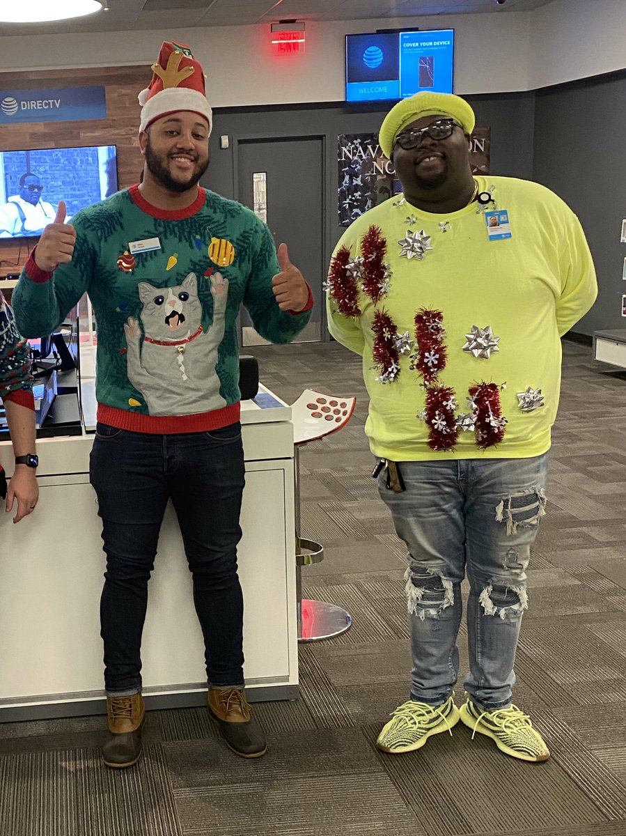 Nelson_TriggaT's tweet image. It’s going down here at Norfolk #FOsquare where we do this #UglyChristmasSweater thang but Happy Holidays from us to you #Att #work #sneakerheat
