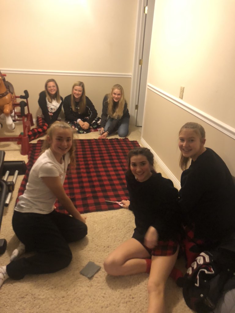 RCHSLadyLions's tweet photo. RCHS Lady Lion Basketball:  The Marlow Christmas Party: Making more blankets for Miller’s Merry Manor. https://t.co/dpb8ENpbY9