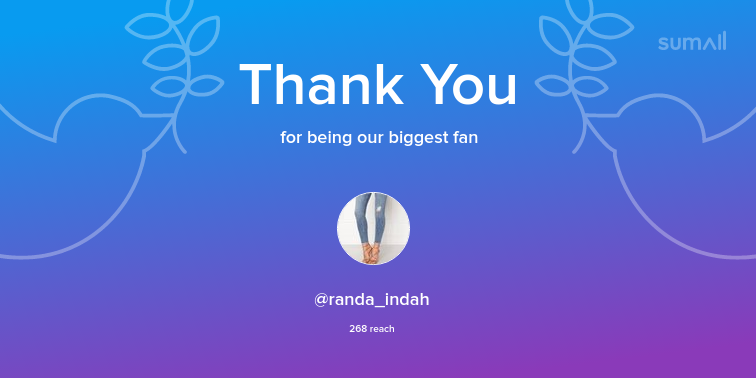 Our biggest fans this week: randa_indah. Thank you! via sumall.com/thankyou?utm_s…