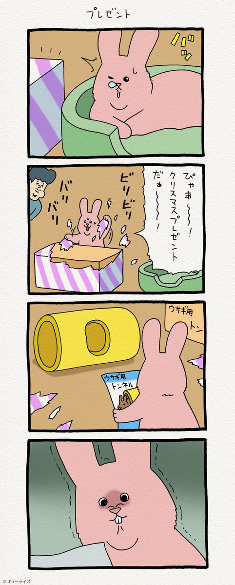 4コマ漫画スキウサギ「プレゼント」https://t.co/T4TyHVuHTv    単行本「スキウサギ3」発売!→  