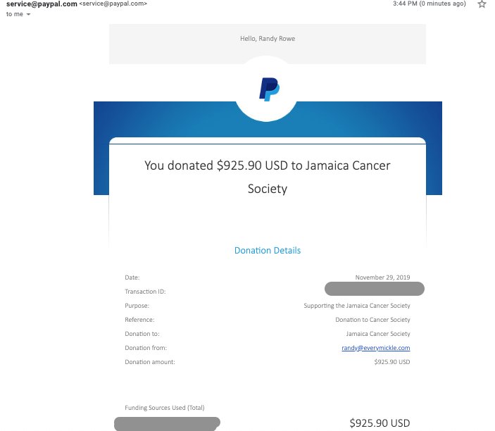 Our last donation was to The Jamaica Cancer Society (@JaCancerSociety) for $925.90. It's our current record, here's hoping we break it this time 🤞🏾