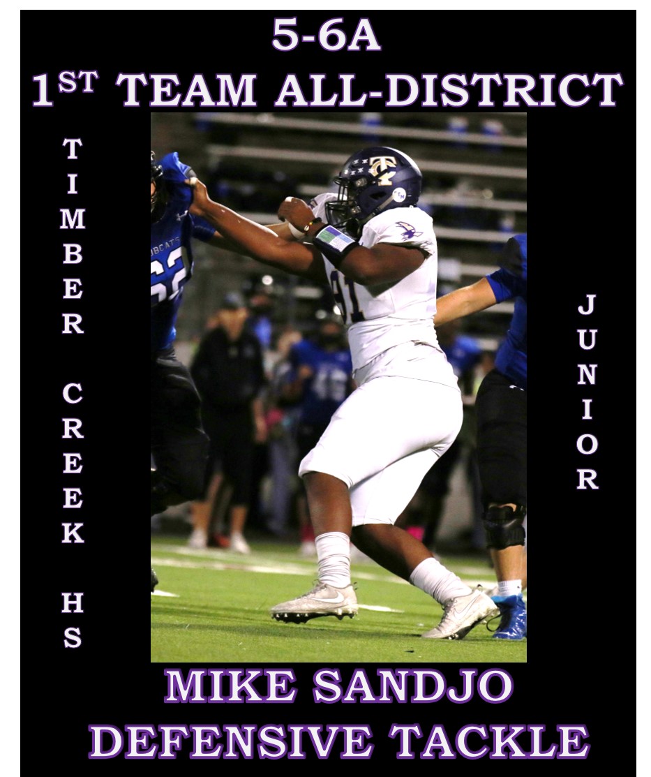 Congratulations to our 2019 Timber Creek Football 5-6A 1st Team All-District Selections. 

2020 Kicker Carlo Martinez Hudl Link:  hudl.com/v/2Bfdy0

2021 DT Mike Sandjo Hudl Link: hudl.com/v/2CQzsF